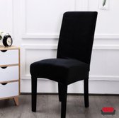 BankhoesDiscounter® Velvet Stoelhoes - Maat M - Zwart - Hoes voor uw Eetkamer stoelen