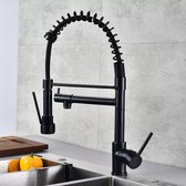 Calso Kraan - Keukenkraan - Uitrekbare uitloop - Flexibele slang - Keukenmengkraan - Keukenkraan zwart