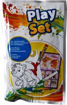 Mini Kleurboek met Krijtjes en Stickers - Katten
