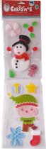 Kerst Gel Raamstickers - Sneeuwpop en Elf