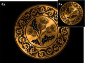 Celtic Tree - Set Placemats en Onderzetters -  Distel - Nationaal symbool van Schotland - Zwart - Goud - Pagan - Heidens - Keltisch - Magisch - Tafel - Tafeldecoratie - Eten - Plac