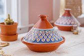 Handgemaakte Marokkaanse Kook Tajine voor Inductie, Gas, Oven - Bohemian Blauw XL