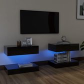 Decoways - Tv-meubelen 2 stuks met LED-verlichting 60x35 cm hoogglans zwart