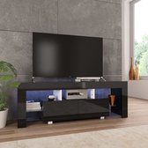 Decoways - Tv-meubel met LED-verlichting 130x35x45 cm hoogglans zwart