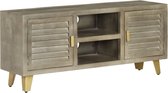 Decoways - Tv-meubel 110x30x48 cm massief mangohout met messing grijs