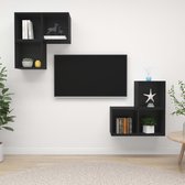 Decoways - 4-delige Tv-meubelset spaanplaat zwart