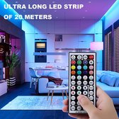 20M LED Strip, HOVVIDA Bluetooth Muziek LED-strip voor Kamer, Aangestuurd door APP, IR-afstandsbediening en Controller, 16 Miljoen Kleuren, 28 Stijlen, Tijdmodus [Energieklasse A++