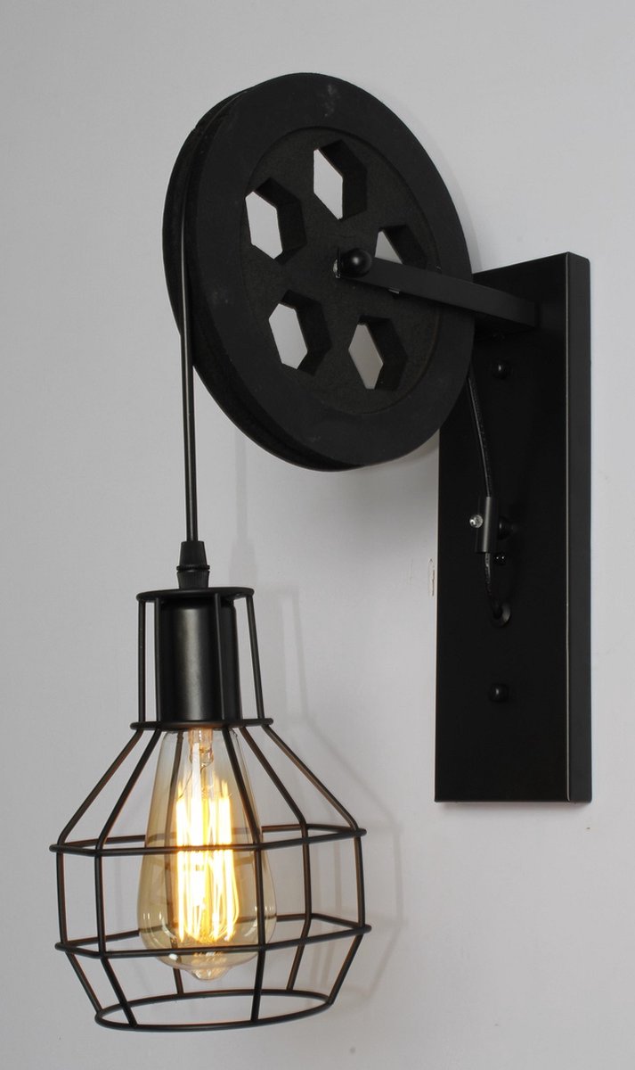 Wandlamp Indoor Industrieel Vintage E27 - Steampunk Waterpijp - Woondecoratie - Wanddecoratie - Industriele Verlichting - Zwart