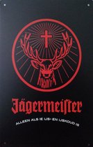 Jagermeister Wandbord - Reclamebord - Poster - Mancave Decoratie - Tinnen / Metalen Bordje - 30x20cm - Met Ophangplakkers
