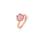 2bs jewelry dames ring, lotus 925 zilveren rose plated ring, roze Zirkonia steentjes
