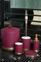 Ensemble de salle de bain en céramique de luxe 5 pièces - Distributeur de savon - Porte-savon - Porte-brosse à dents - Brosse de toilette - Prullenbak - Violet