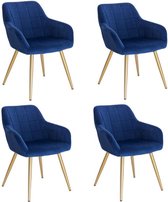 Eetkamerstoelen - Set van 2/4 - Vintage fluwelen fauteuils - Accent stoelen - voor woonkamer slaapkamer keuken - met metalen stoelpoten - 4 stuks - 02