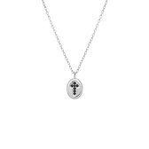 Lucardi Dames Ketting hanger ovaal kruis - Echt Zilver - Ketting - Cadeau - 45 cm - Zïlverkleurig - Zilverkleurig