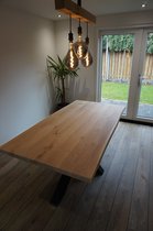 M2-Meubels - Eikenhouten eettafel | 90x180cm | Matrix industrieel | boomstamrand