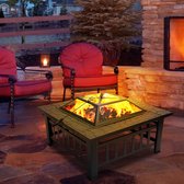 32 "houtgestookte vuurplaats buiten tuin patio BBQ-grill vierkante kachel met deksel