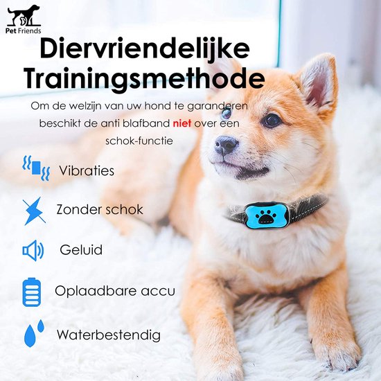 PetFriends Anti Blafband zonder schok - Inclusief Hondenfluit - USB oplaadbaar - Anti Blaf apparaat - Opvoedingshalsband - Voor Grote en Kleine honden