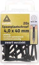 Deltafix Spaanplaatschroef PK TX-20 4 x 40 mm x /24 Zwart VZ 20 Stuks