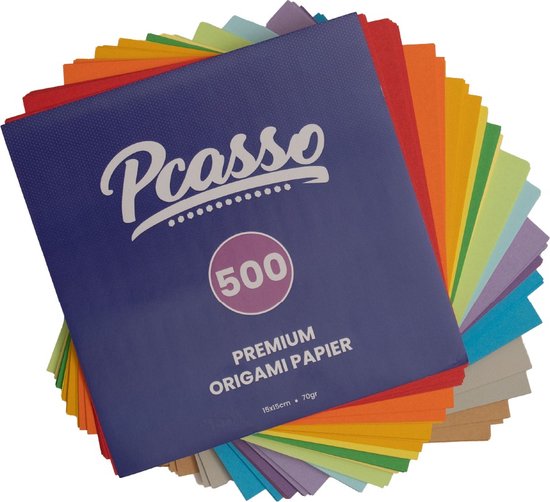 Pcasso ® Origami Papier - Vouwblaadjes - Knutselpapier - Gekleurd Papier - 500 Stuks - 25 Kleuren