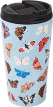 Eco Chic - The Travel Mug  (thermosbeker) - N04 - Blue - Wild Butterflies