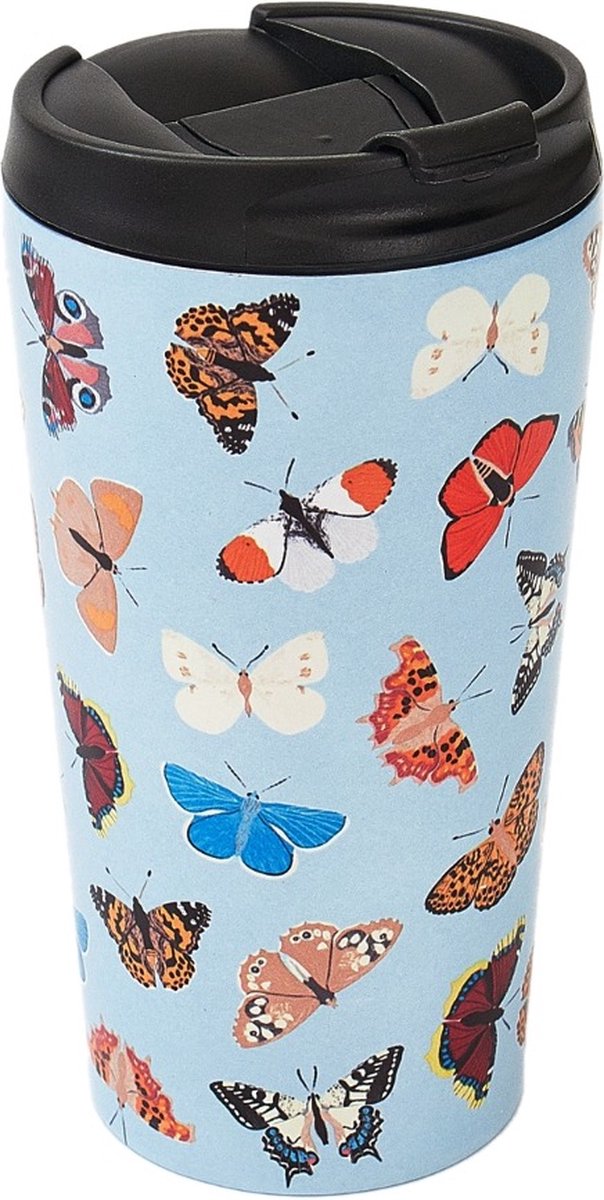 Eco Chic - The Travel Mug (thermosbeker) - N04 - Blue - Wild Butterflies