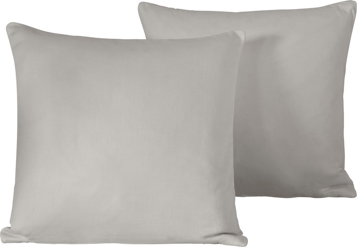 De Witte Lietaer Sierkussensloop Set Olivia Dove - 40 x 40 cm - Satijn Katoen