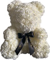 Rozen Beer Wit XL 40 cm - Rozen Teddybeer - Rose Bear - Rozenbeer - Valentijn - Romantisch Cadeau