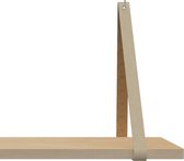 Leren Plankdragers - Handles and more® - 100% leer - CREME - set van 2 leren plank banden