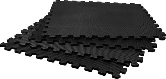 Zwarte Virtufit Fitness Vloermat / Puzzelmat Set - 120 x 120 cm - 1,2