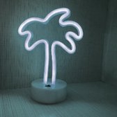 Groenovatie LED Neon Tafellamp "Palm" - Op Batterijen en USB - 17x10x24cm - Koel Wit