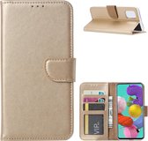 LuxeBass Hoesje geschikt voor Samsung Galaxy A71 - Bookcase Goud - portemonnee hoesje - telefoonhoes - gsm hoes - telefoonhoesjes