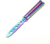 Bot vlindermes trainer - Balisong - Balisong trainer - Oefenmes - Regenboog - Fop mes - Onslijpbaar mes - Nep mes