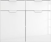 Beddenreus commode Reno met 2 laden en 2 deuren - 93 x 81 x 42 cm - alpine wit/hoogglans wit