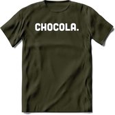 Chocola - Snack T-Shirt | Grappig Verjaardag Kleding Cadeau | Eten En Snoep Shirt | Dames - Heren - Unisex Tshirt | - Leger Groen - XXL