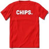 Chips - Snack T-Shirt | Grappig Verjaardag Kleding Cadeau | Eten En Snoep Shirt | Dames - Heren - Unisex Tshirt | - Rood - M