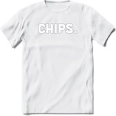 Chips - Snack T-Shirt | Grappig Verjaardag Kleding Cadeau | Eten En Snoep Shirt | Dames - Heren - Unisex Tshirt | - Wit - XXL