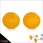 Aramat jewels ® - Zweerknopjes ronde oranje epoxy staal 9mm