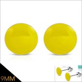 Aramat jewels ® - Ronde oorbellen geel emaille staal 9mm