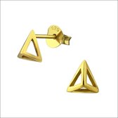 Aramat jewels ® - Zilveren goldplated 3d oorbellen driehoek 925 zilver 7mm goudkleurig