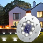 Blazelife Solar Grondspots (8 stuks) - Buiten Grondspots - RVS - IP65 Waterdicht - Zonne Energie - Milieuvriendelijke verlichting - Buitenverlichting Tuinlamp (Koel Wit) - Kerstmis
