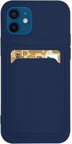 SG Supply Iphone 13 Pro Hoesje met Pasjeshouder - Siliconen Card Case - Wallet - Navy Blue