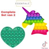 ESSENTIALS73 Pop iT Fidget Set: Unicorn Regenboog + Vlinder Paars - Tiktok