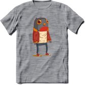 Casual vogel quote T-Shirt Grappig | Dieren vogels Kleding Kado Heren / Dames | Animal Skateboard Cadeau shirt - Donker Grijs - Gemaleerd - S