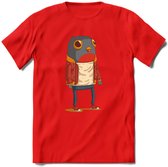 Casual vogel quote T-Shirt Grappig | Dieren vogels Kleding Kado Heren / Dames | Animal Skateboard Cadeau shirt - Rood - XXL