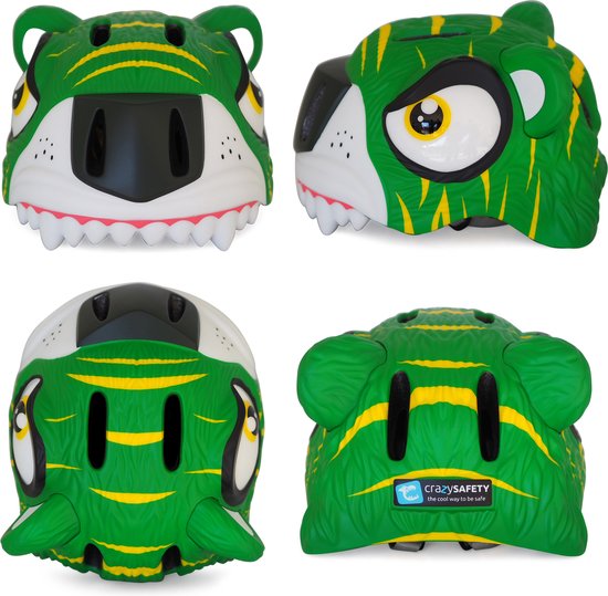 Crazy Safety - Kinderfietshelm - Groene Tijger - S/M - 49-55 cm verstelbaar van Crazy Safety — afbeelding 2