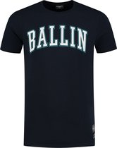 Ballin Amsterdam -  Heren Slim Fit   T-shirt  - Blauw - Maat L