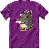 Casual wolf T-Shirt Grappig | Dieren Kleding Kado Heren / Dames | Animal Skateboard Cadeau shirt - Paars - XL