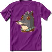 Casual wolf T-Shirt Grappig | Dieren Kleding Kado Heren / Dames | Animal Skateboard Cadeau shirt - Paars - XXL