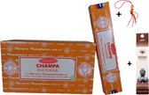 2 pakjes met 15 gram - Wierook - Wierookstokjes - Incense sticks - Champa + 5 Mini Wierookstokjes + Gelukspoppetje