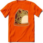 Blije kikker T-Shirt Grappig | Dieren reptielen Kleding Kado Heren / Dames | Animal Skateboard Cadeau shirt - Oranje - M