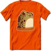 Blije kikker T-Shirt Grappig | Dieren reptielen Kleding Kado Heren / Dames | Animal Skateboard Cadeau shirt - Oranje - S